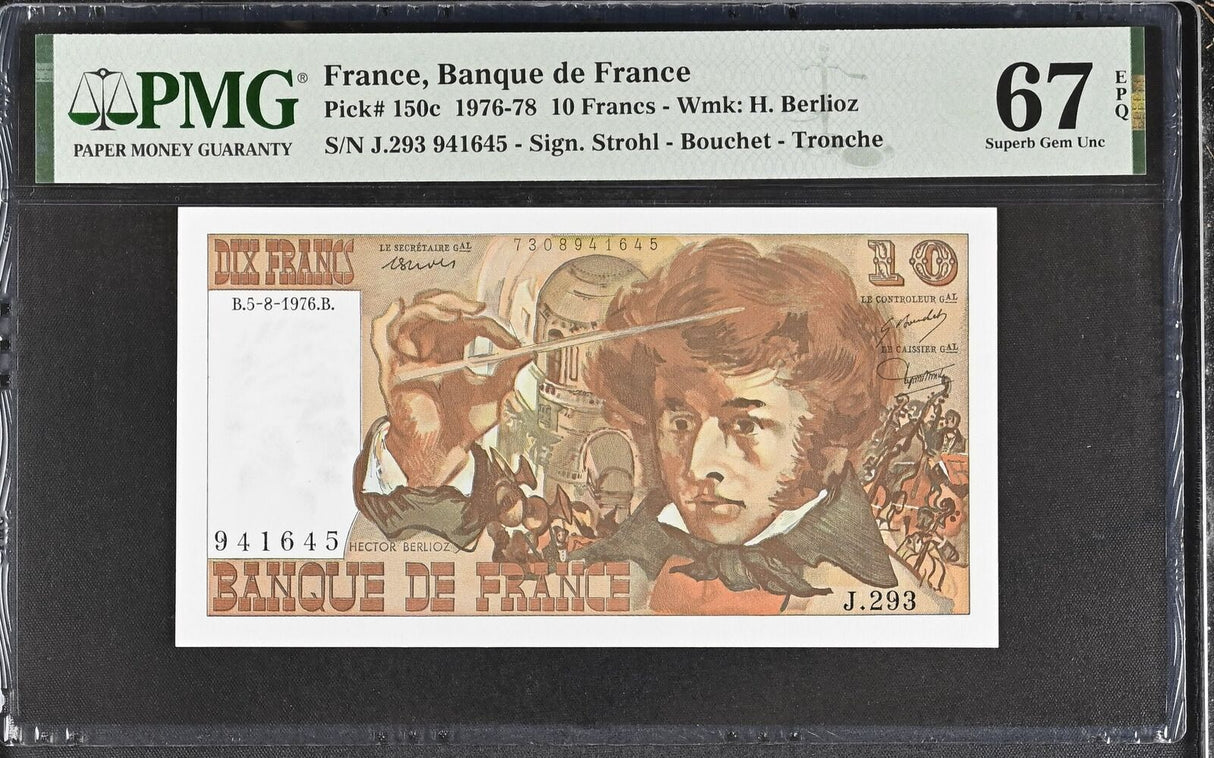 France 10 Francs 1976 P 150 c Superb Gem UNC PMG 67 EPQ
