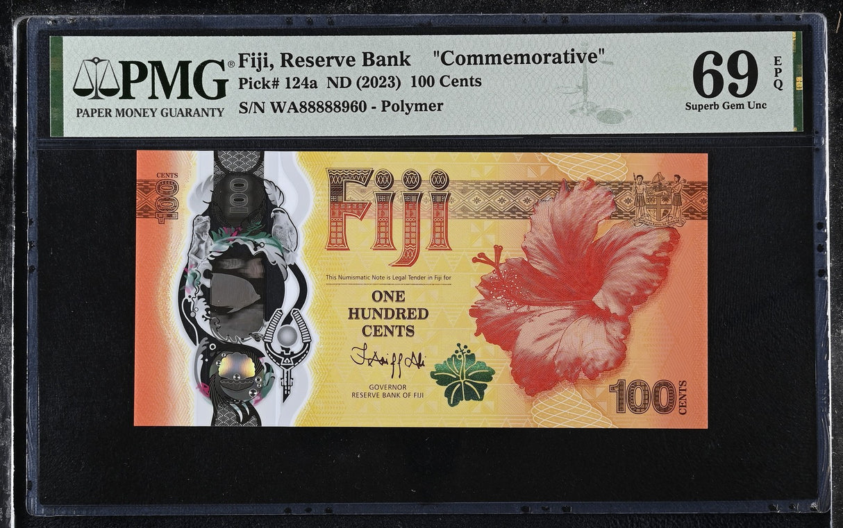 Fiji 100 Cents ND 2023 Dragon Comm. P 124 a Superb Gem UNC PMG 69 EPQ