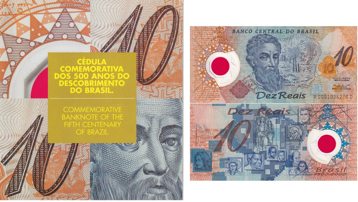 Brazil 10 Reais ND 2000 P 248 a Polymer UNC W/Folder