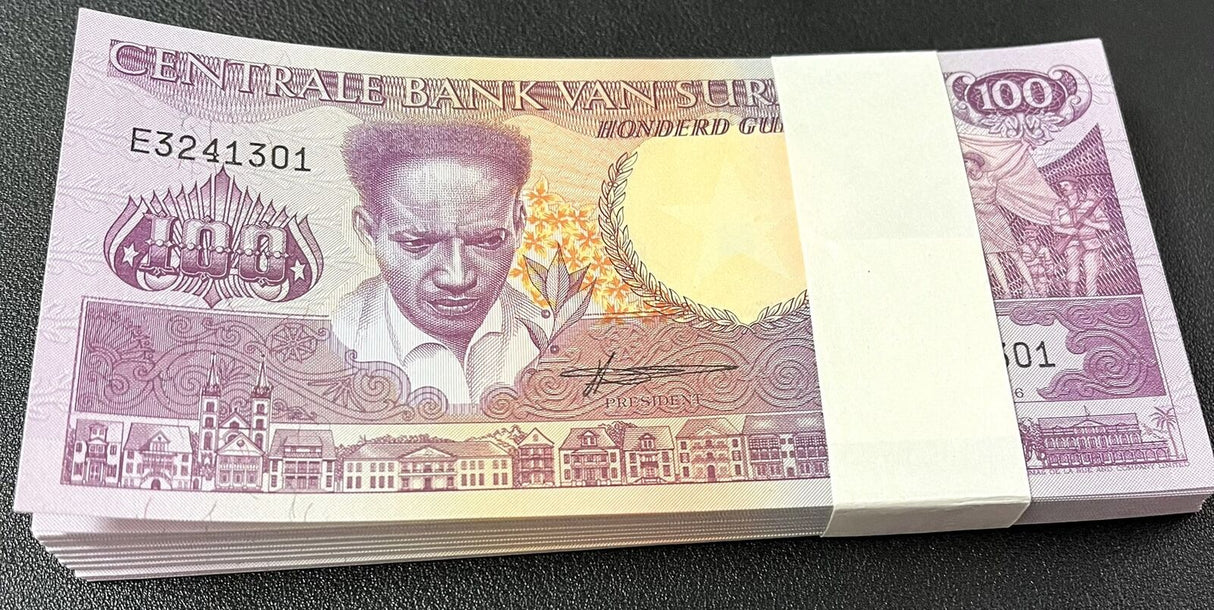 Suriname 100 Gulden 1986 P 133 a UNC Lot 100 PCS 1 BUNDLE