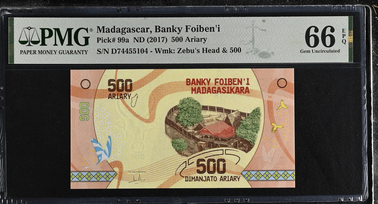 Madagascar 500 Ariary ND 2017 P 99 a Gem UNC PMG 66 EPQ