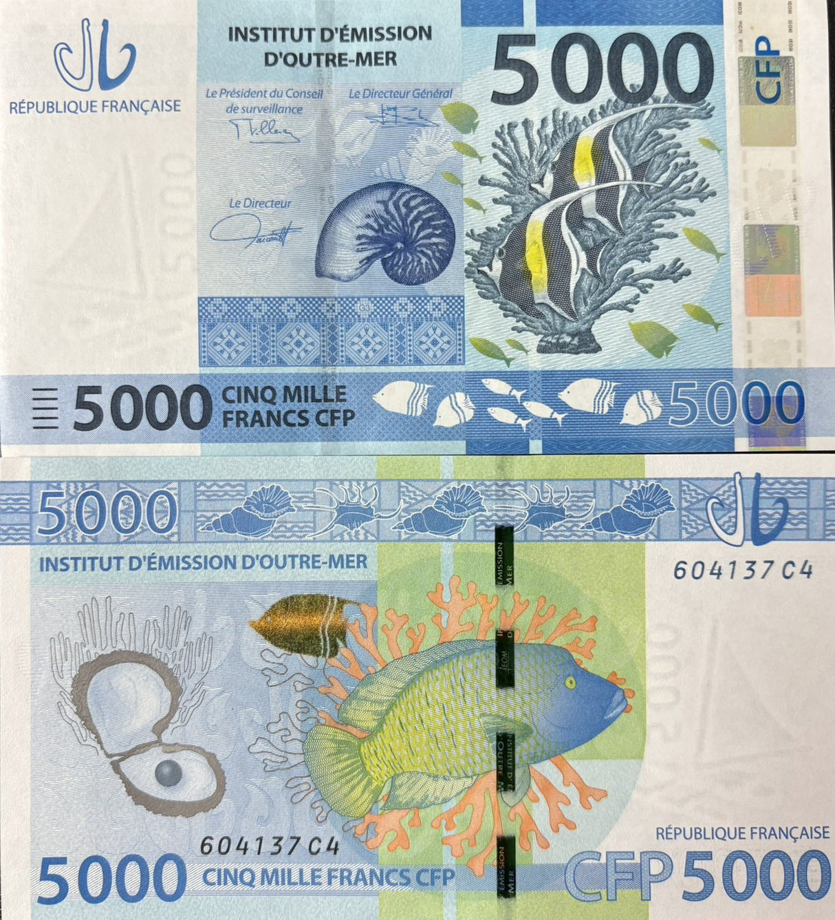 French Pacific Territories 5000 Francs ND 2019 / 2024 P 7 NEW Sign UNC