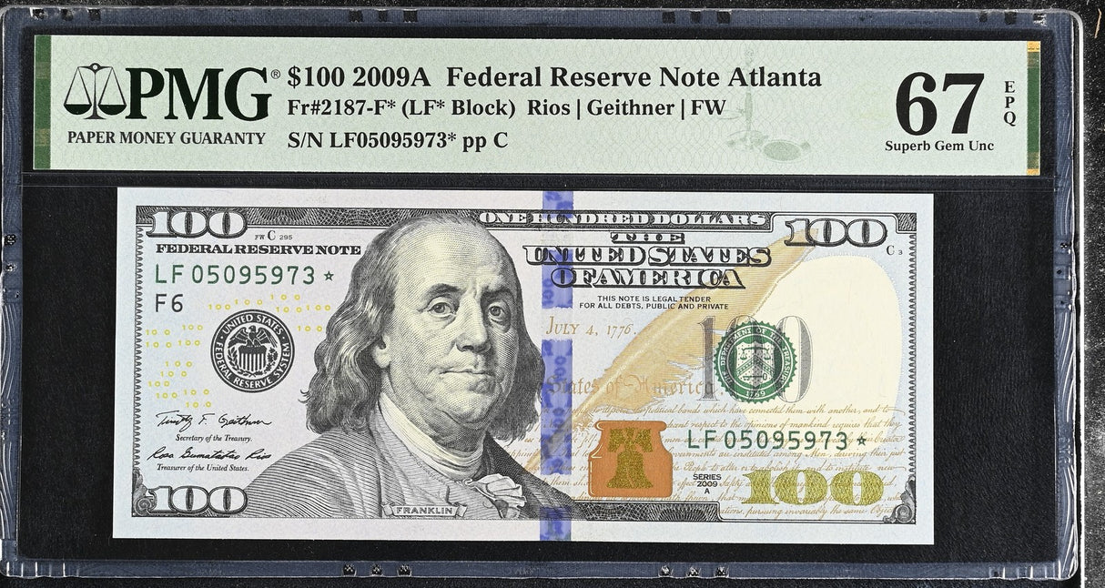 United States 100 Dollars USA 2009A P 536 Atlanta Rep* Superb Gem UNC PMG 67 EPQ