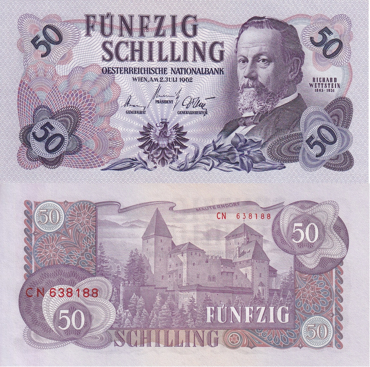 Austria 50 Schilling 1962 P 137 UNC