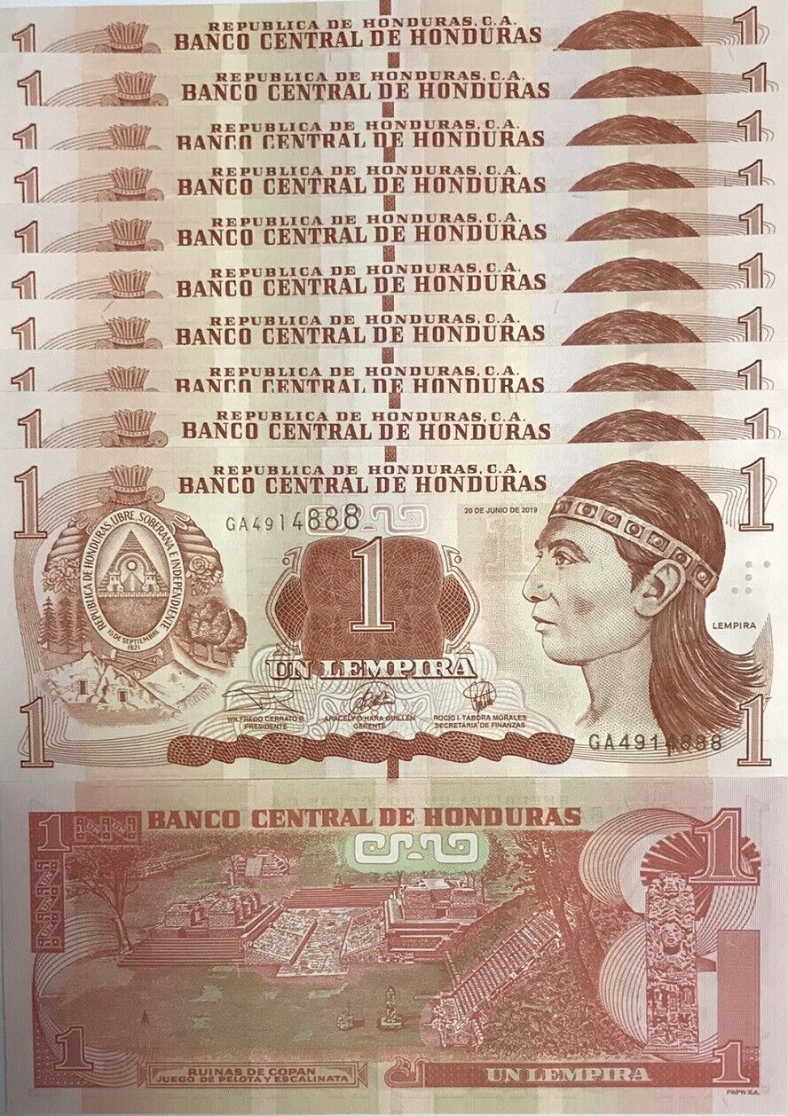 Honduras 1 Lempira 2019 P 96 UNC LOT 10 PCS