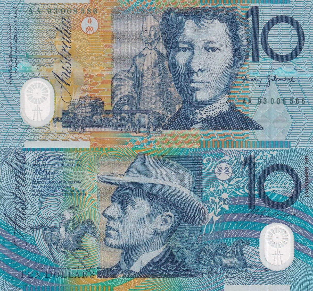 Australia 10 Dollars 1993 P 52 a Polymer UNC