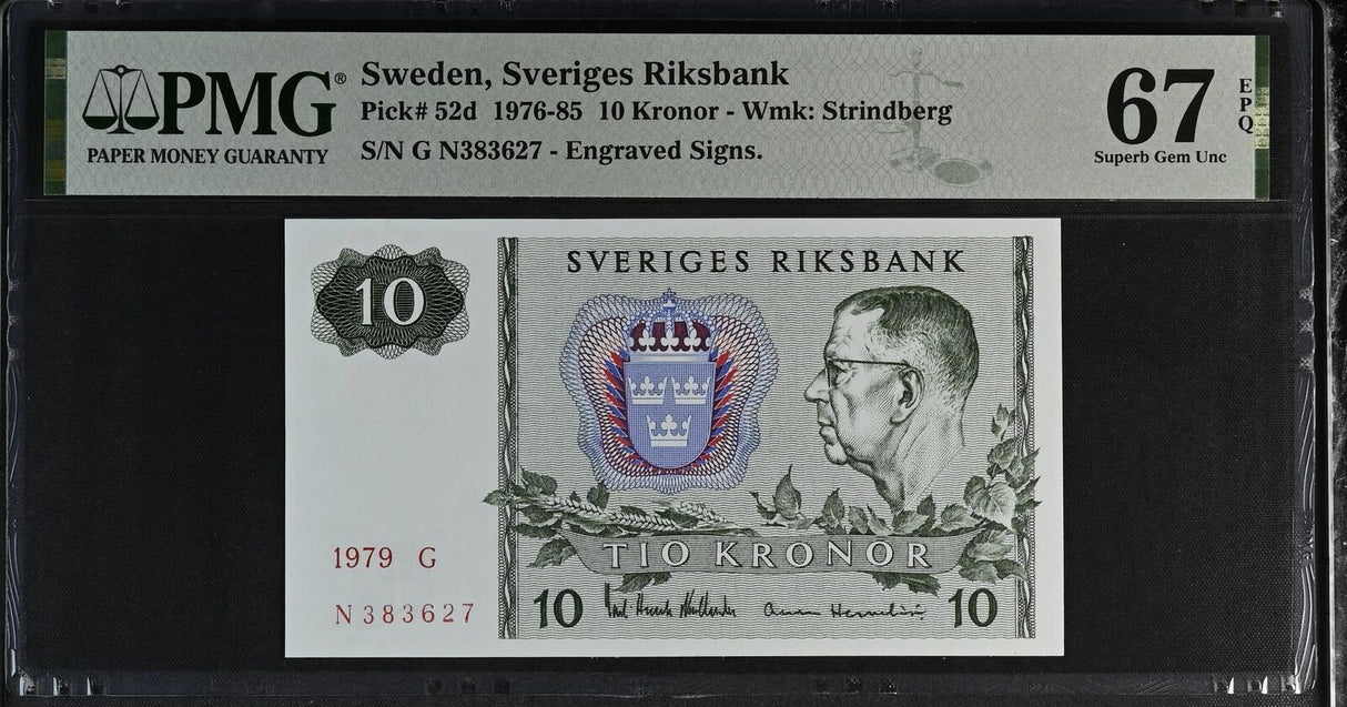 Sweden 10 Kronor 1979 P 52 d Superb Gem UNC PMG 67 EPQ