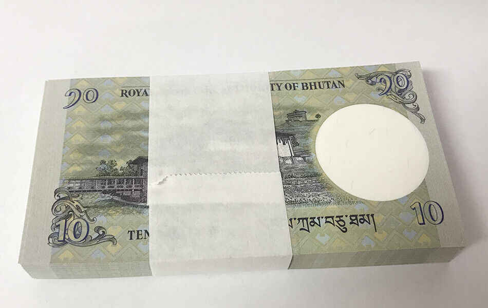 Bhutan 10 Ngultrum 2019/2021 P 29 New Date + Sign UNC Lot 100 PCS 1 Bundle