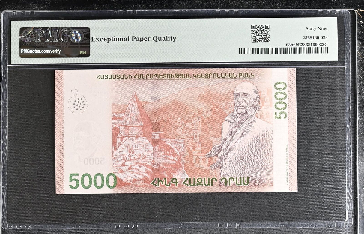 Armenia 5000 Dram 2024 P 63 b Superb Gem UNC PMG 69 EPQ TOP POP