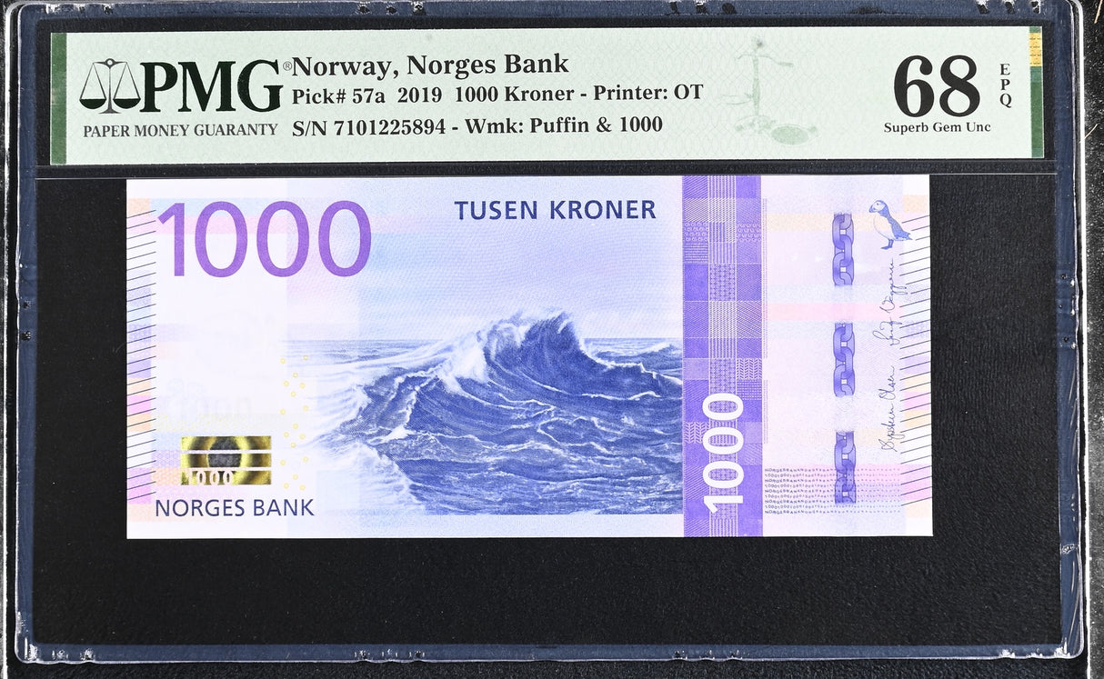 Norway 1000 Kroner 2019 P 57 a Superb Gem UNC PMG 68 EPQ