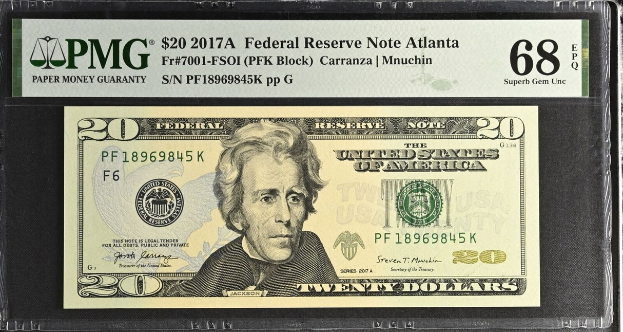 United States 20 Dollars USA 2017A P 546 F Atlanta Superb Gem UNC PMG 68 EPQ Top