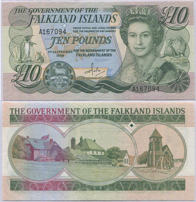 Falkland Island 10 Pounds 1986 P 14 a QEII UNC