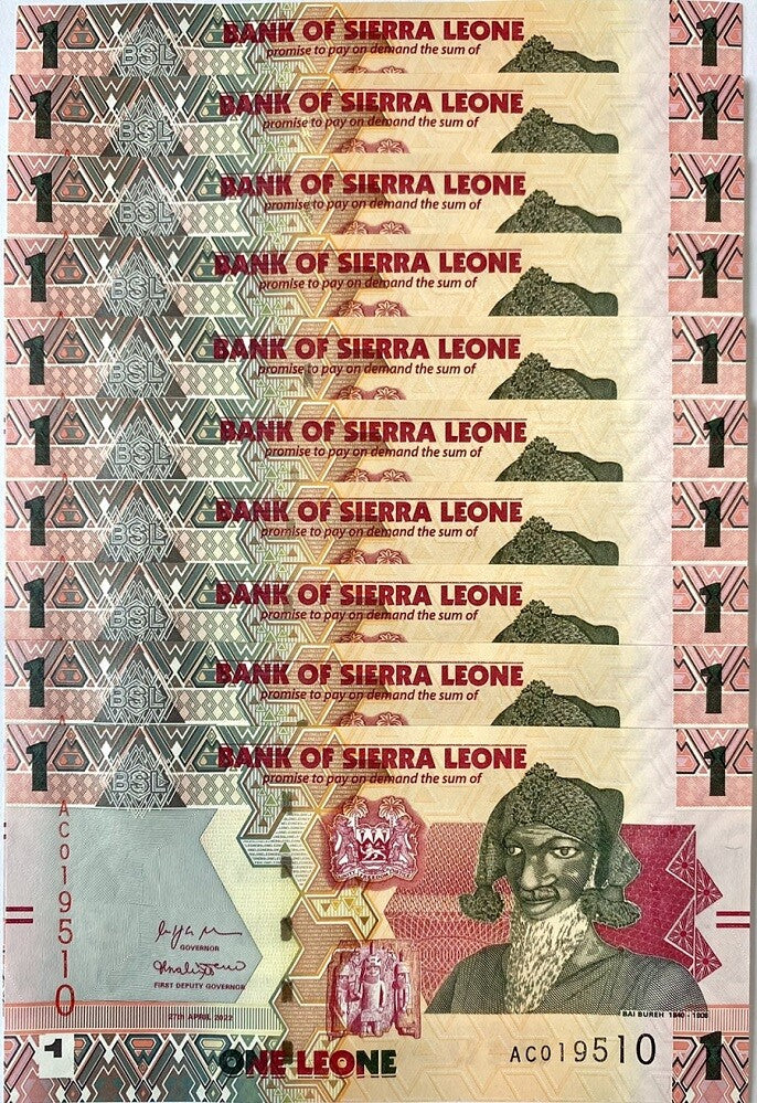 Sierra Leone 1 Leones 2022 P 34 Lot 10 Pcs UNC