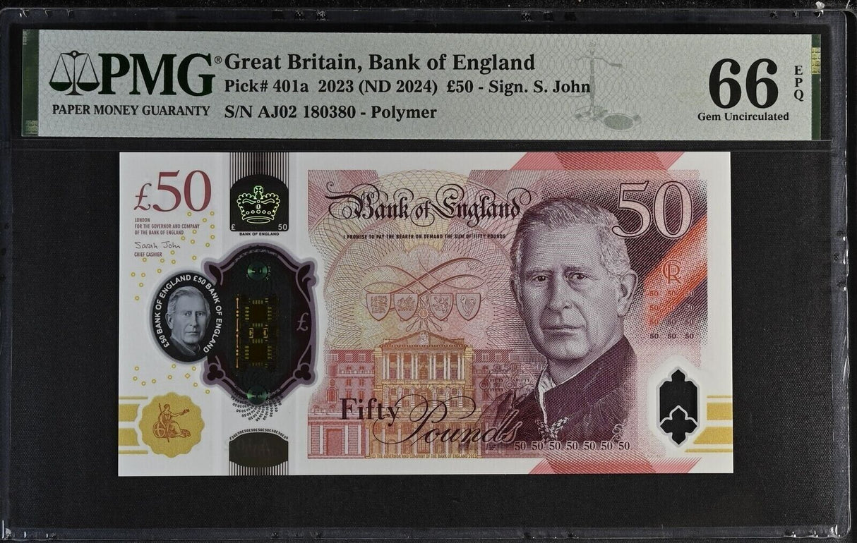 GREAT BRITAIN 50 Pounds 2023 ND 2024 P 401 a Gem UNC PMG 66 EPQ