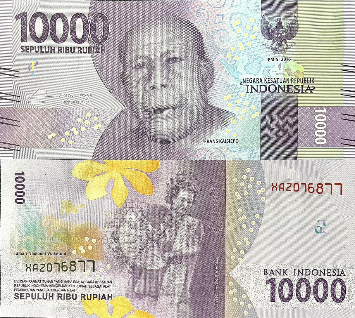 Indonesia 10000 Rupiah 2016 Random Year P 157 X REPLACEMENT UNC