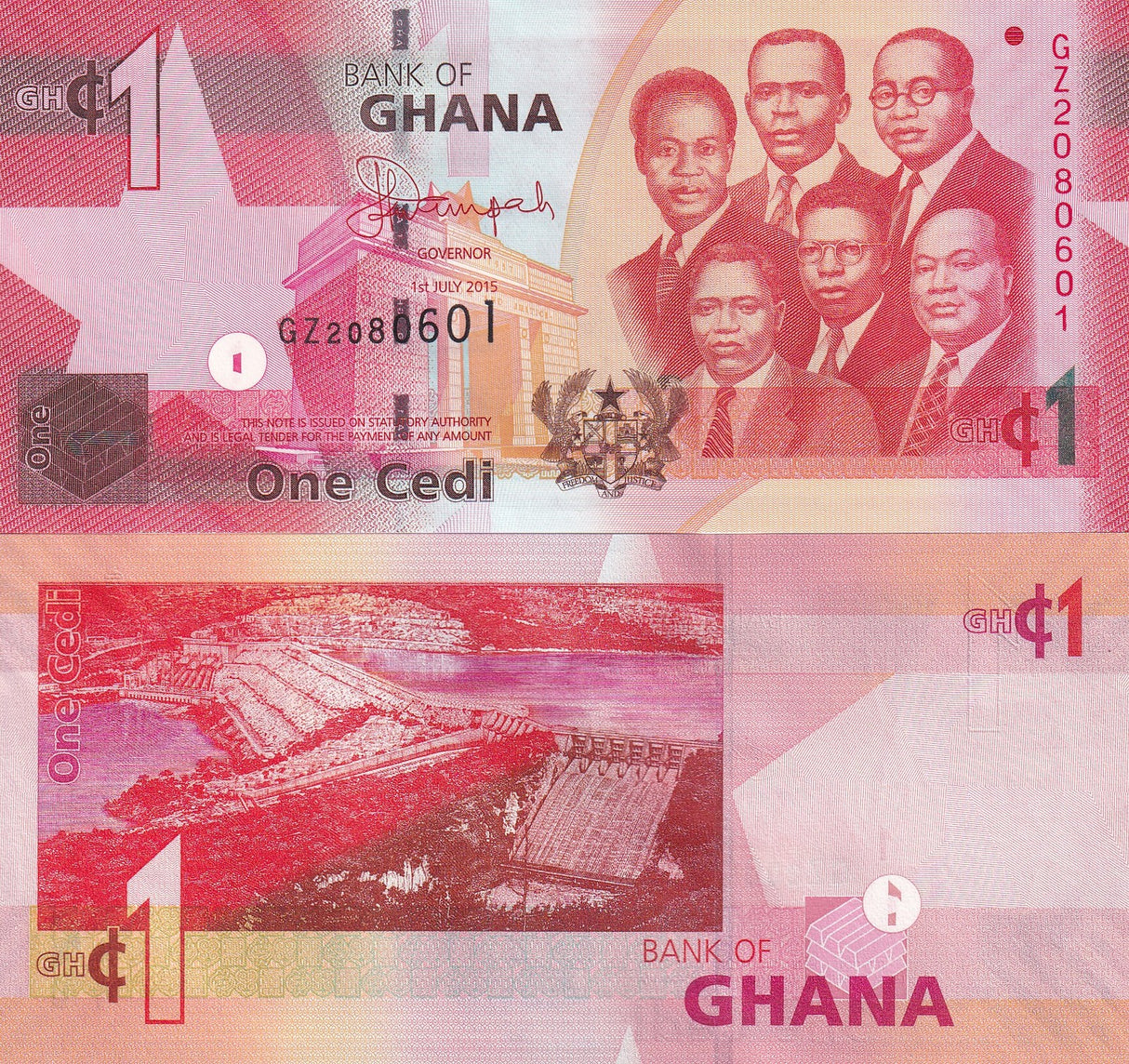 Ghana 1 CEDI 2015 P 37 f UNC Akosombo dam ,Volta Lake ,Accra