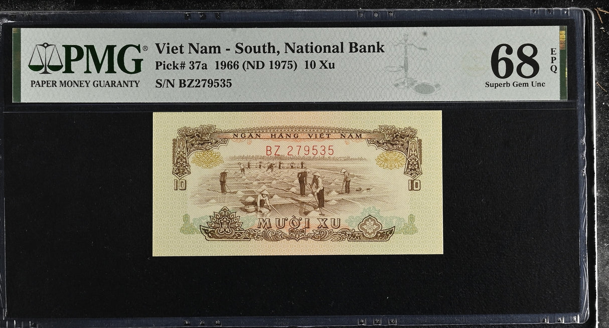 South Vietnam 10 Xu 1966 ND 1975 P 37 a Superb Gem UNC PMG 68 EPQ