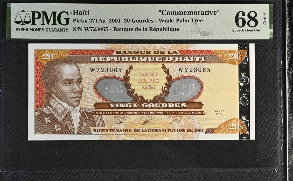 Haiti 20 Gourdes 2001 P 271Aa Commemorative Superb Gem UNC PMG 68 EPQ TOP POP