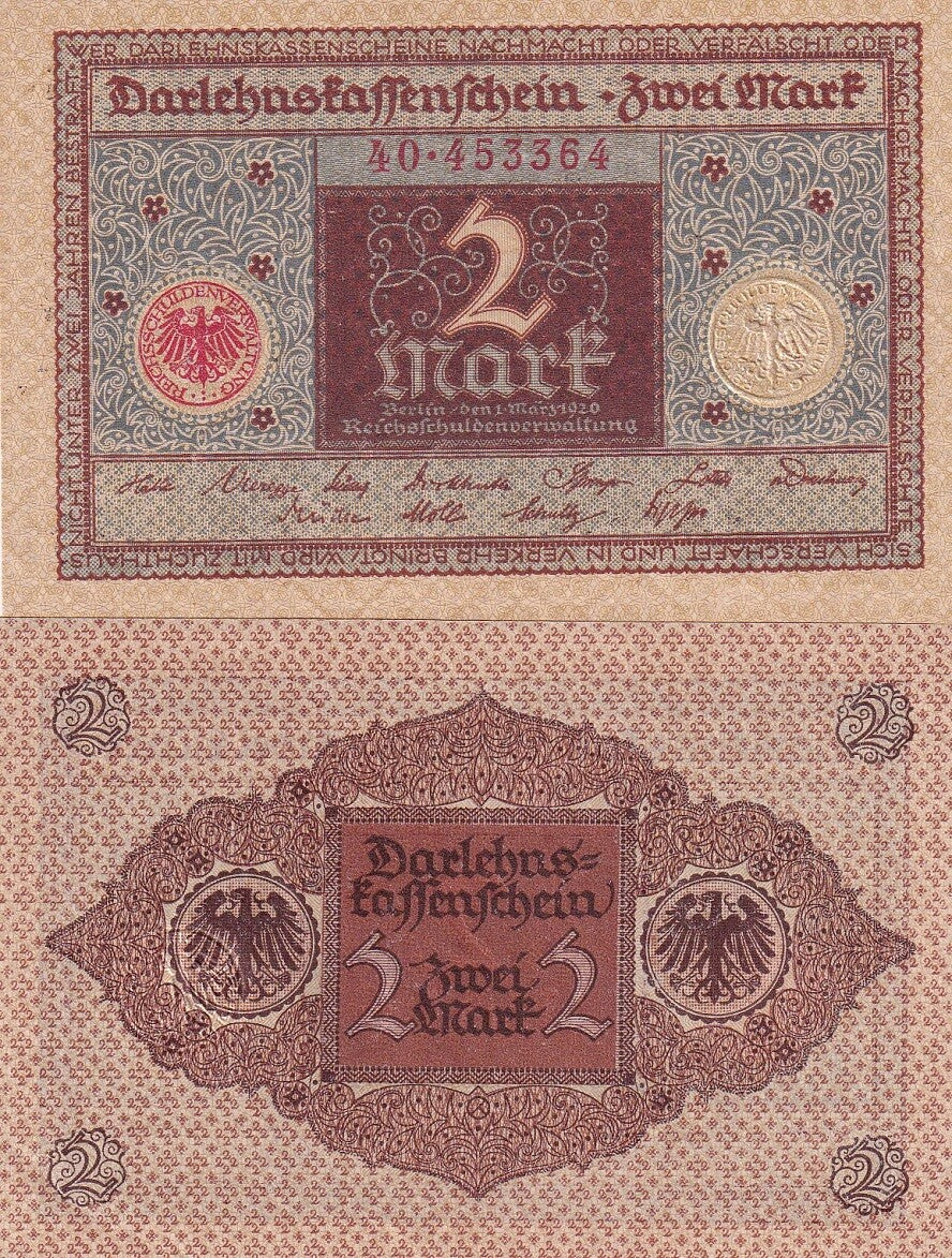 Germany 2 Mark 1920 P 60 UNC