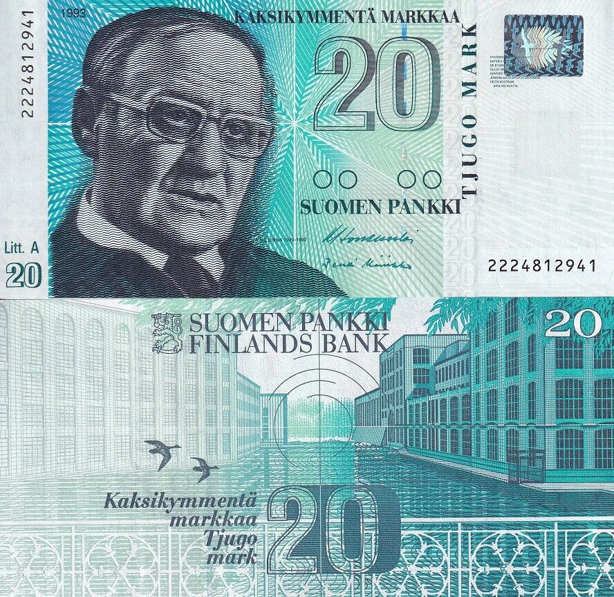 Finland 20 Markka 1993 Sign Louekoski Koivikko P 123 UNC LOT 3 PCS