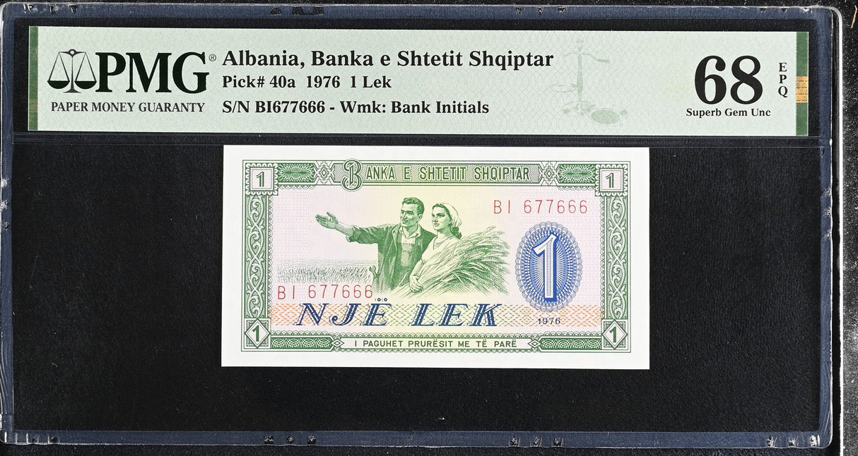 Albania 1 Lek 1976 P 40 a Superb Gem UNC PMG 68 EPQ