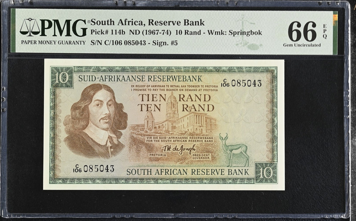South Africa 10 Rand ND 1967-1974 P 114 b Gem UNC PMG 66 EPQ
