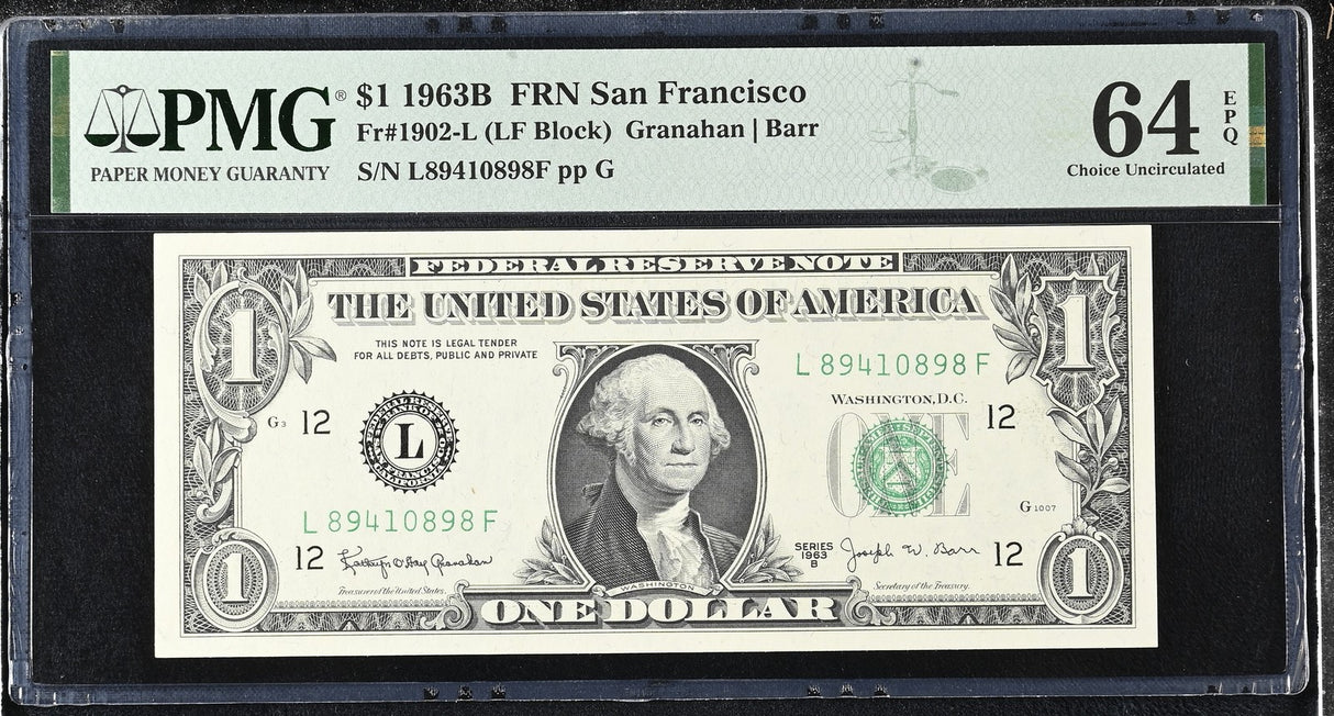United States 1 Dollar USA 1963B P 443 San Francisco Choice UNC PMG 64 EPQ