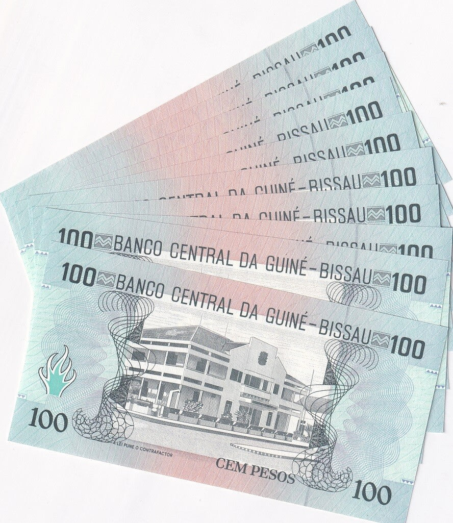 Guinea Bissau 100 Pesos 1990 P 11 UNC LOT 10 PCS