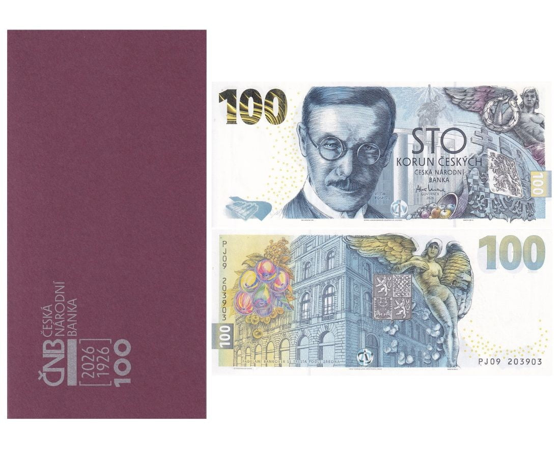 Czech Republic 100 Korun 2026 Commemorative 1919-2019 Prague P New UNC official Folder