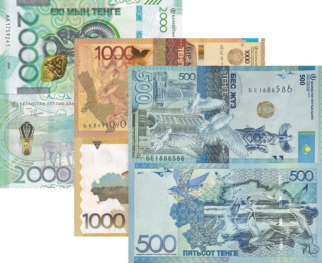 Kazakhstan set 3 UNC 500 100 2000 Tenge 2014-2017-2024 P A45 45 53 NEW