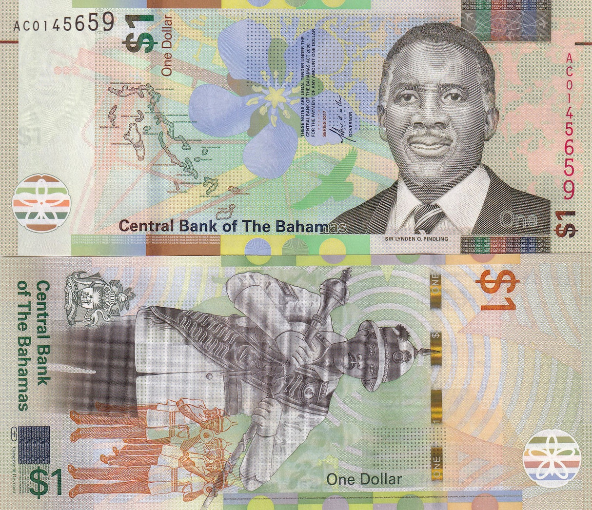 Bahamas 1 Dollar 2017 P 77 UNC