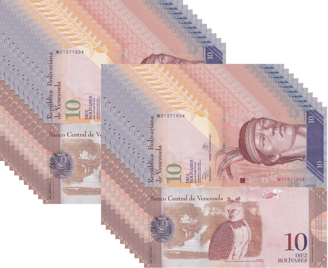 Venezuela 10 Bolivares 2013 P 90 d UNC LOT 20 PCS