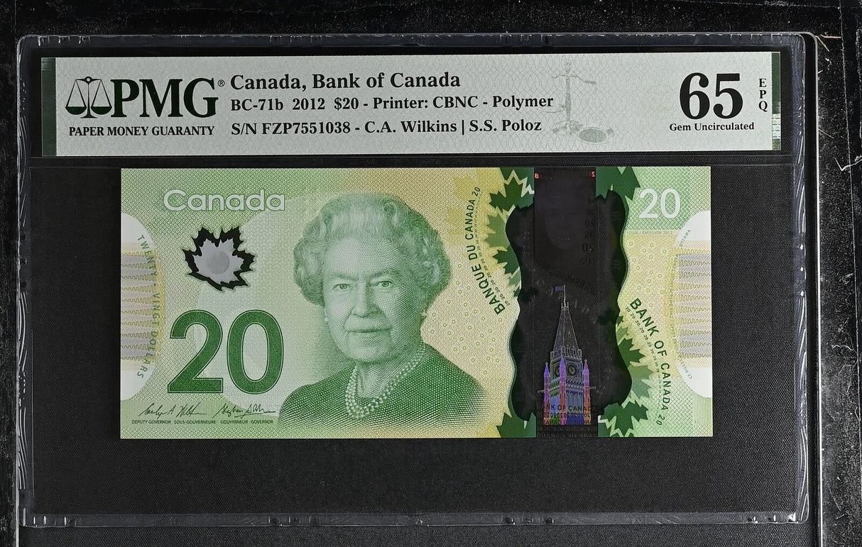 Canada 20 Dollars 2012 Polymer P 108 Wilkins Poloz Gem UNC PMG 65 EPQ