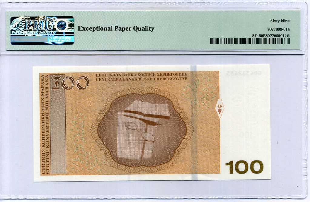 Bosnia 100 Convertible Maraka 2017 P 87 b Superb Gem UNC PMG 69 EPQ