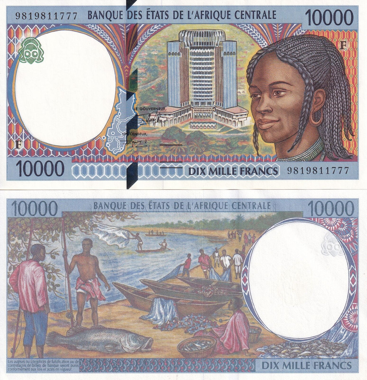 Central African States Republic 10000 Francs 1998 P 305Fd AUnc