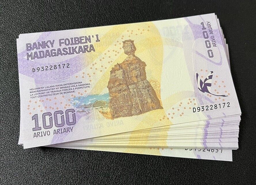 Madagascar 1000 Ariary 2017 P 100 UNC LOT 25 PCS