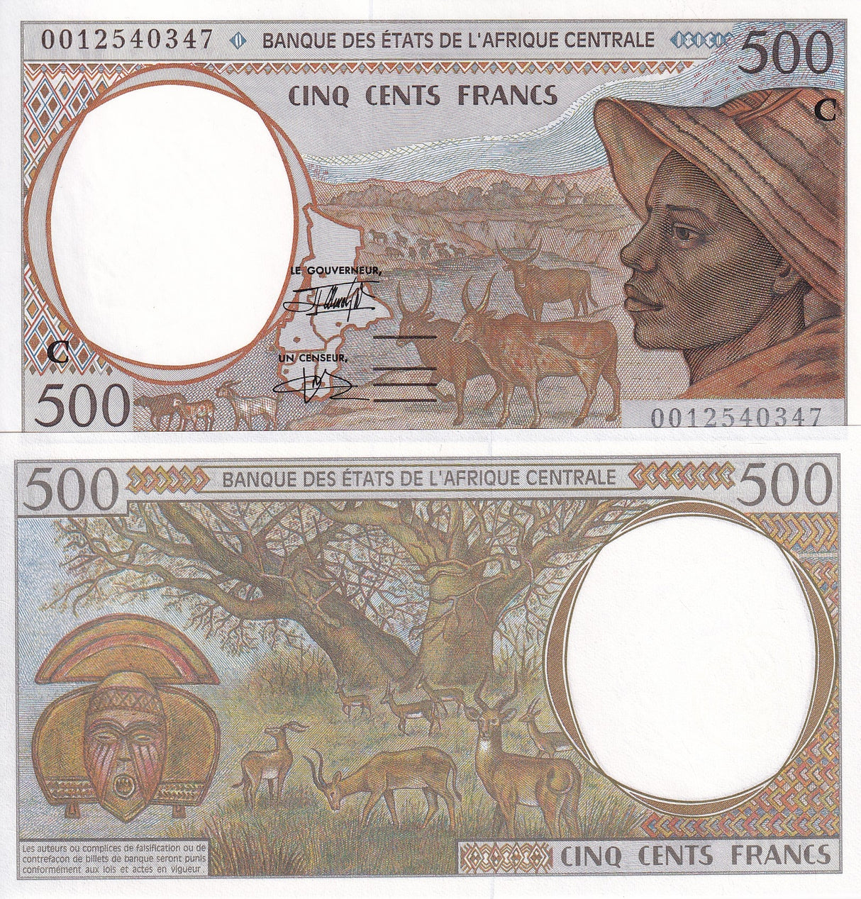 Central African States Congo 500 Francs 2000 P 101Ca UNC