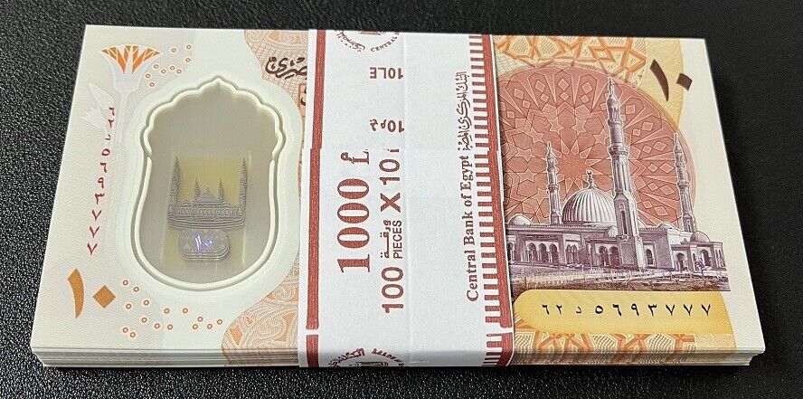 Egypt 10 Pounds 2023 Polymer P 81 New Sign UNC LOT 100 PCS 1 BUNDLE