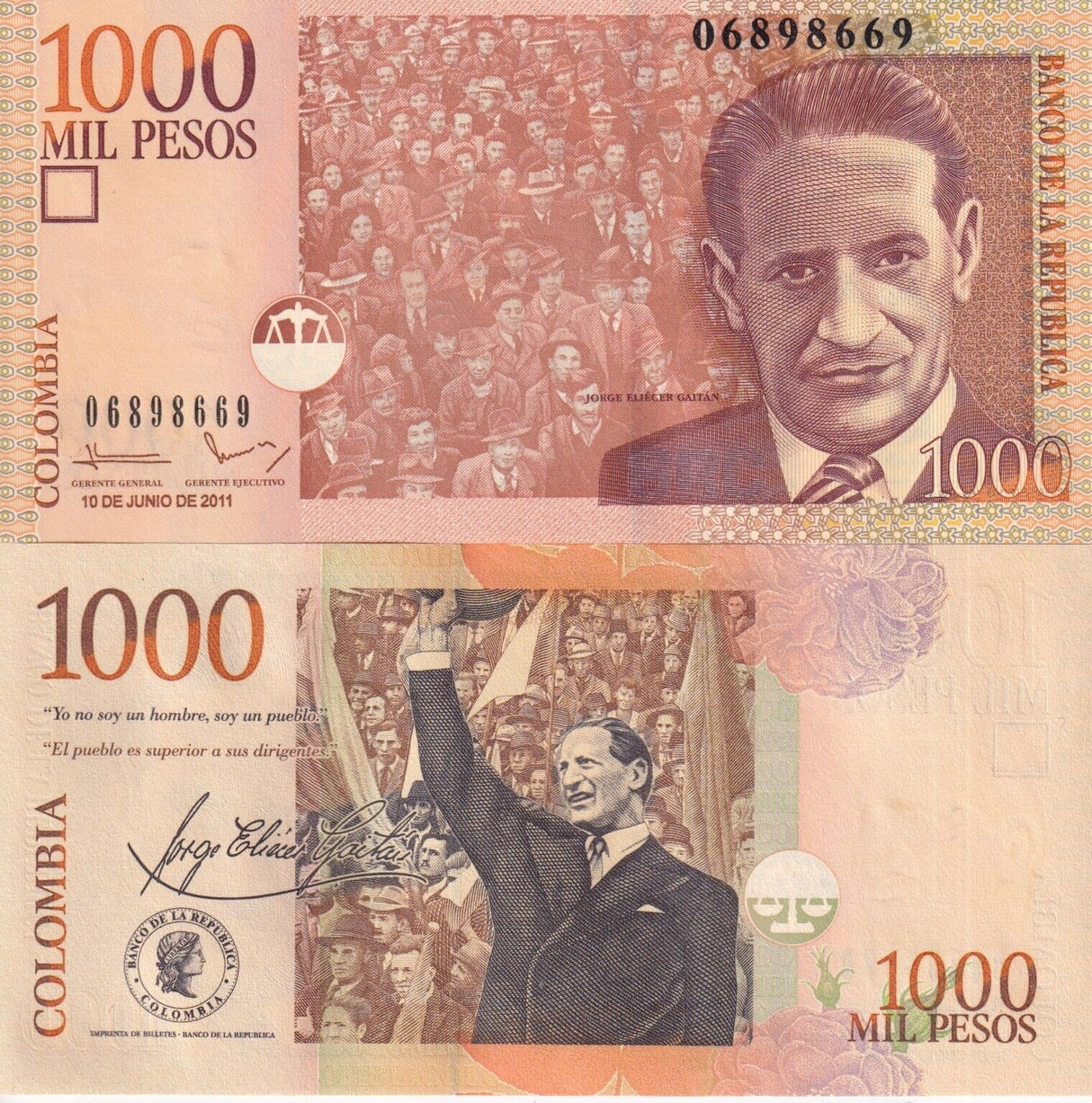 Colombia 1000 Pesos Oro 10-06-2011 P 456 n UNC