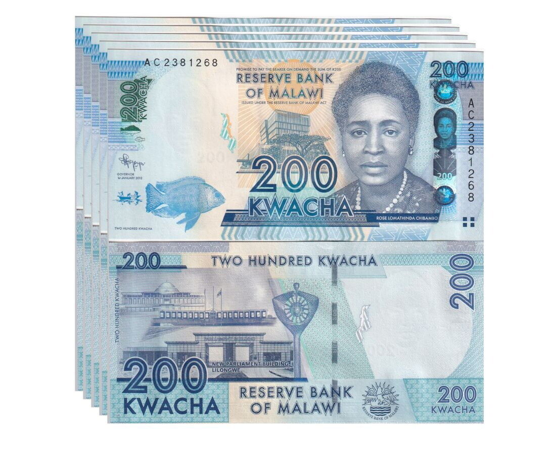 Malawi 200 Kwacha 2012 P 60 a UNC LOT 5 PCS