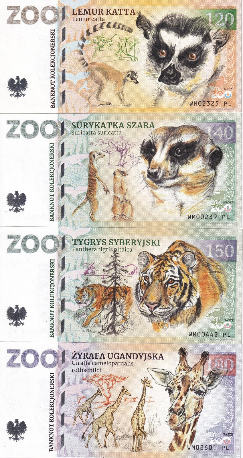 ZOOLAR Set 4 120 140 150 180 Zoo Fantasy Lemurs Suricata Panthera Tiger Giraffe