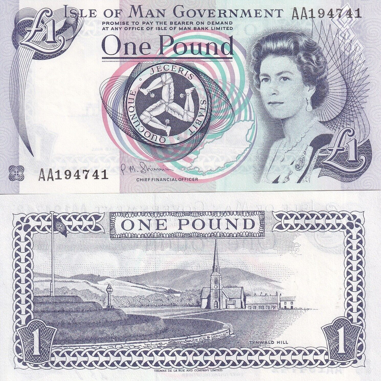 Isle of Man 1 Pounds ND 2009 P 40 c AA Prefix UNC