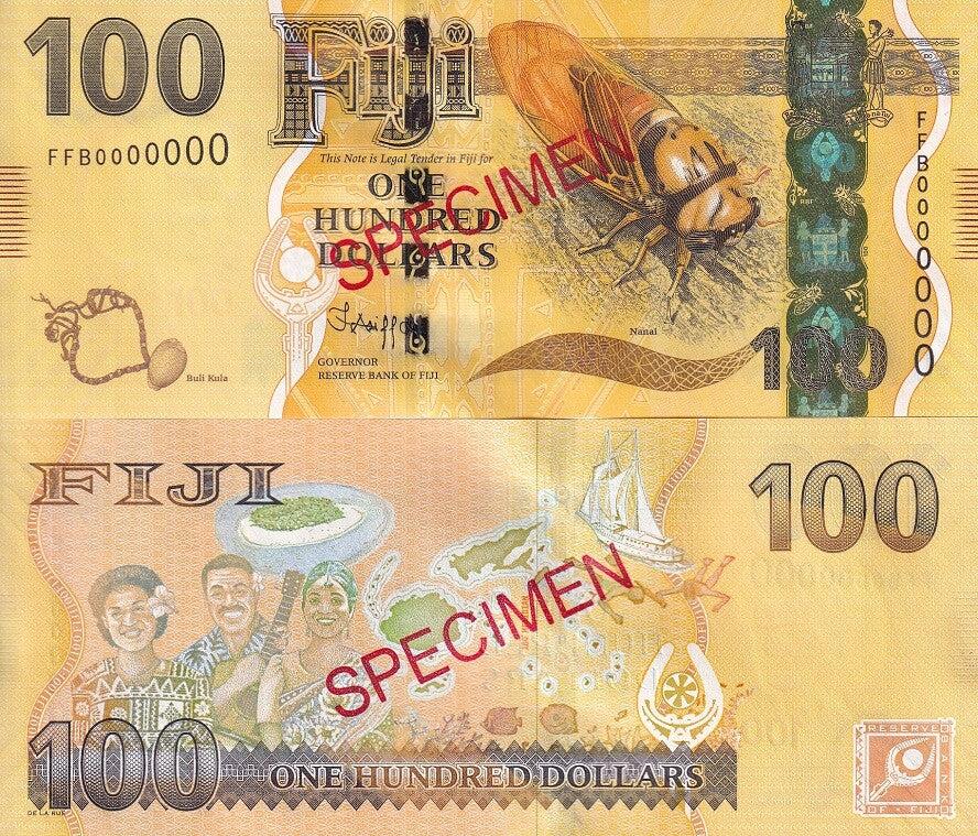 Fiji 100 Dollars ND 2022 New Sign P 119 Specimen UNC