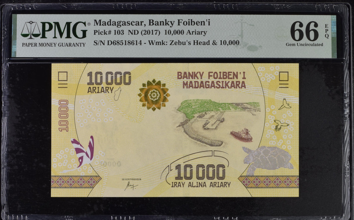 Madagascar 10000 Ariary ND 2017 P 103 Gem UNC PMG 66 EPQ