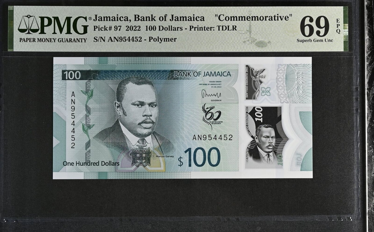 Jamaica 100 Dollars 2022 P 97 Commemorative Superb Gem UNC PMG 69 EPQ