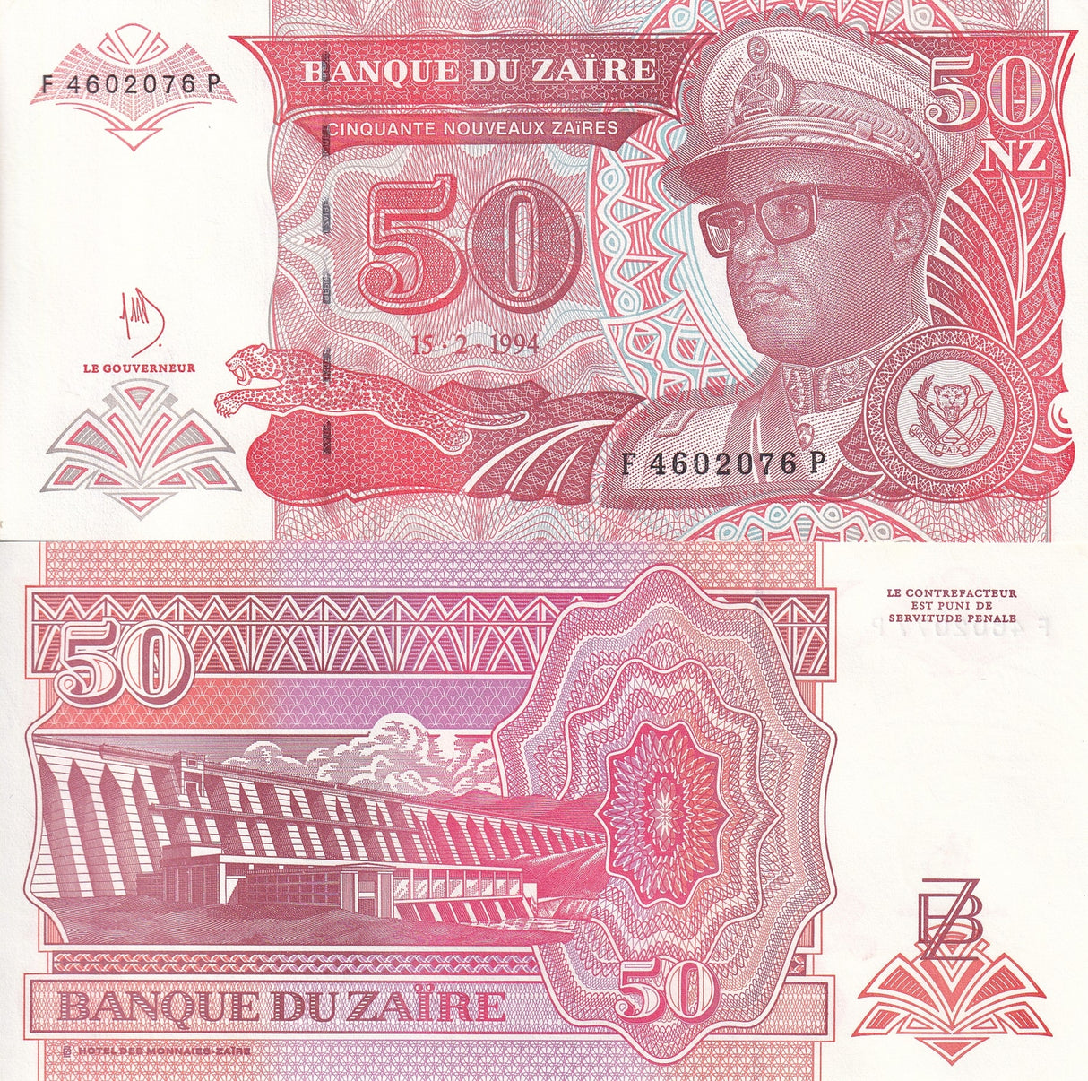 Zaire 50 Nouveaux 1994 P 59 UNC