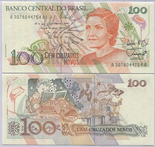 Brazil 100 Cruzados Novos ND 1989 P 220 a UNC