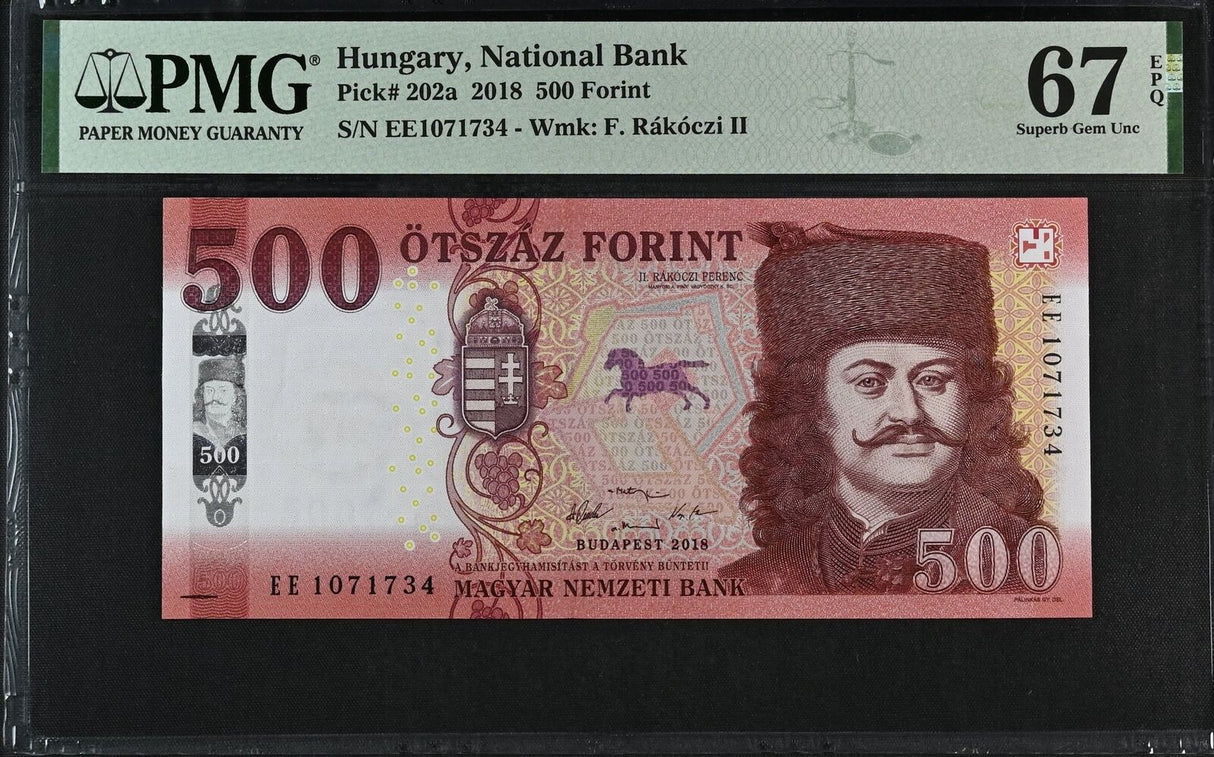 Hungary 500 Forint 2018 P 202 a Superb Gem UNC PMG 67 EPQ