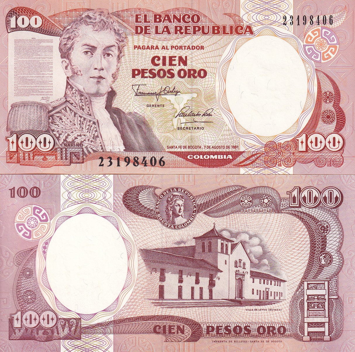 Colombia 100 Pesos 1991 P 426 e UNC