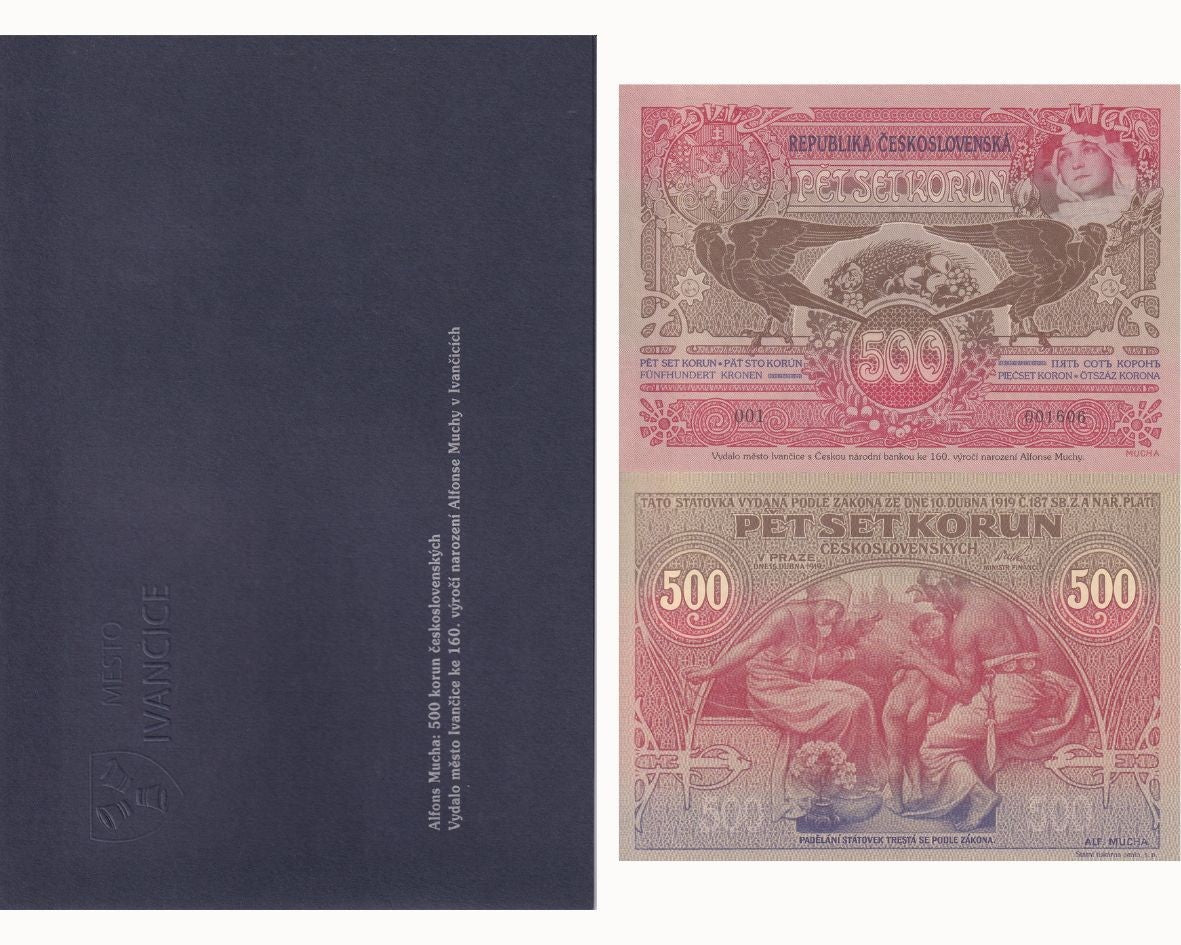 Czechoslovakia 500 Korun 1919/2020 P 12 Official Reprint W/Folder UNC